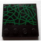 LEGO Zwart Tegel 4 x 4 met Studs Aan Rand met Green Vines Sticker (6179)