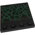 LEGO Zwart Tegel 4 x 4 met Studs Aan Rand met Rode ogen en Green Vines Sticker (6179)