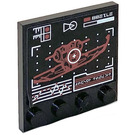 LEGO Black Tile 4 x 4 with Studs on Edge with Target on Droid Gunship Display Sticker (6179)