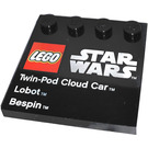 LEGO Schwarz Fliese 4 x 4 mit Noppen auf Kante mit Twin-Pod Cloud Auto, Lobot , Bespin (6179 / 73142)