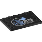 LEGO Schwarz Fliese 4 x 6 mit Noppen auf 3 Edges mit ‘25 Years von LEGO Star Wars’ (6180 / 107829)