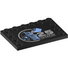 LEGO Black Tile 4 x 6 with Studs on 3 Edges with ‘25 Years of LEGO Star Wars’ (6180 / 107829)
