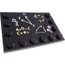 LEGO Zwart Tegel 4 x 6 met Studs Aan 3 Edges met Blackboard en Chalk (6180 / 99944)