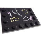 LEGO Zwart Tegel 4 x 6 met Noppen aan 3 Edges met Blackboard en Chalk (6180 / 99944)