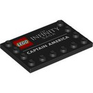 LEGO Black Tile 4 x 6 with Studs on 3 Edges with "Captain America" (6180 / 104703)