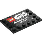 LEGO Black Tile 4 x 6 with Studs on 3 Edges with 'Commander Cody' and Star Wars Logo (6180 / 102789)