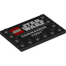 LEGO Schwarz Fliese 4 x 6 mit Bolzen auf 3 Edges mit 'Commander Cody' und Star Wars Logo (6180 / 102789)