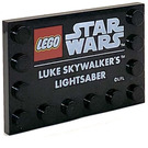 LEGO Black Tile 4 x 6 with Studs on 3 Edges with Edge Studs and 'Luke Skywalker's Lightsaber' (6180 / 80520)