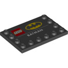 LEGO Zwart Tegel 4 x 6 met Studs Aan 3 Edges met 'LEGO' en 'Batman' Logos en 'BATMAN' (6180 / 77219)