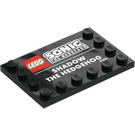 LEGO Black Tile 4 x 6 with Studs on 3 Edges with ‘LEGO SONIC THE HEDGEHOG’ and ‘SHADOW THE HEDGEHOG’ (6180 / 109335)