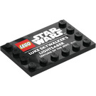 LEGO Svart Bricka 4 x 6 med Knoppar på 3 Edges med ‘LEGO STAR WARS‘ och ‘LUKE SKYWALKER’S Ljussabel (RETURN av THE JEDI)’ (6180)