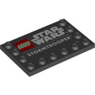 LEGO Black Tile 4 x 6 with Studs on 3 Edges with Lego / Star Wars Logos and Stormtrooper (6180 / 67507)