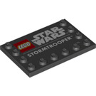 LEGO Zwart Tegel 4 x 6 met Noppen aan 3 Edges met Lego / Star Wars Logos en Stormtrooper (6180 / 67507)