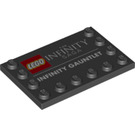 LEGO Schwarz Fliese 4 x 6 mit Noppen auf 3 Edges mit Lego "The inifnity saga" "Infinity gauntlet" (6180 / 77021)