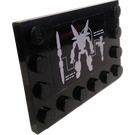 LEGO Zwart Tegel 4 x 6 met Studs Aan 3 Edges met Mech Design Features Sticker (6180)