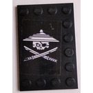 LEGO Black Tile 4 x 6 with Studs on 3 Edges with Ninja Skull and Crossed Swords Left Sticker (6180)
