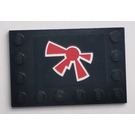 LEGO Black Tile 4 x 6 with Studs on 3 Edges with Red Jek-14 Insignia Pattern Sticker (6180)