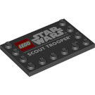 LEGO Black Tile 4 x 6 with Studs on 3 Edges with 'SCOUT TROOPER' and Star Wars Logo (6180 / 77281)