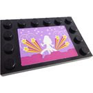 LEGO Zwart Tegel 4 x 6 met Studs Aan 3 Edges met Singer en Stars Sticker (6180)