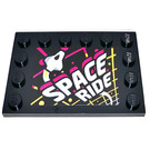 LEGO Black Tile 4 x 6 with Studs on 3 Edges with Space Ride Sticker (6180)