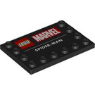 LEGO Black Tile 4 x 6 with Studs on 3 Edges with "SPIDER-MAN" Marvel (6180 / 106204)