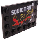 LEGO Zwart Tegel 4 x 6 met Studs Aan 3 Edges met Squidman's Pit Stop Sticker (6180)