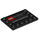 LEGO Black Tile 4 x 6 with Studs on 3 Edges with “The Infinity Saga Nano Gauntlet” (6180 / 100355)