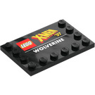 LEGO Black Tile 4 x 6 with Studs on 3 Edges with "X-MEN Wolverine" (6180 / 100383)