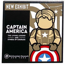 LEGO Schwarz Fliese 6 x 6 mit Poster mit ‘NEW EXHIBIT’ und ‘CAPTAIN AMERICA’ Aufkleber mit Unterrohren (10202)