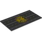 LEGO Svart Tile 8 x 16 med Runway og Skjold logo med bunnrør, strukturert topp (21227 / 90498)