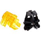 LEGO Black Toa Head with Transparent Neon Yellow Toa Eyes/Brain Stalk