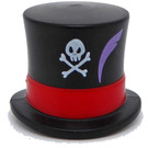LEGO Schwarz oben Hut mit Upturned Brim mit rot Ribbon, Medium Lavender Feder, Weiß Skull und Bones (27149 / 102055)
