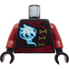 LEGO Black Torso Ninjago Female Robe with Gold Clasps, Bird, Dark Red Sash and Emblem and Wings on Back Pattern / Dark Red Arms / Black Hands (973)