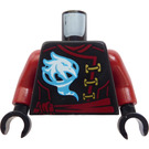 LEGO Negro Torso Ninjago Mujer Robe con Gold Clasps, Pájaro, Rojo oscuro Sash y Emblem y Alas en la parte trasera Patrón / Rojo oscuro Brazos / Negro Manos (973)