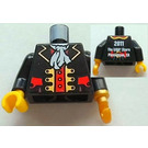 LEGO Black Torso Pirate Captain with 2011 The LEGO Store Pleasanton, CA Pattern on Back, Black Arms, Yellow Hand and Pearl Gold Hook (973)