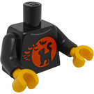 LEGO Black Torso with Black Cat in Orange Circle (973)