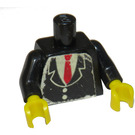 LEGO Černá Trup s Oblek a Červená Tie Samolepka (973)