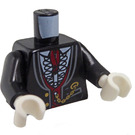 LEGO Schwarz Torso mit Suit Coat, Watch Kette, Dark rot Vest und Necktie, Weiß Ruffled Shirt (76382 / 88585)