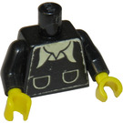 LEGO Zwart Torso met Wit Kraag en 2 Pockets (973)