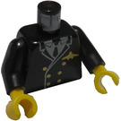 LEGO Black Town Torso Pilot Suit with 6 golden Buttons and Golden Airplane Logo (973)