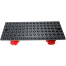 LEGO Black Train Base 6 x 16 Type 1 with Wheels (Complete)