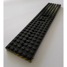 LEGO Noir Train Base 6 x 28 avec Noir et Jaune Danger Rayures Autocollant avec 10 trous ronds à chaque extrémité