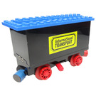 LEGO Black Train Battery Box Car with "International TRANSPORT" Stickers