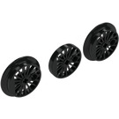 LEGO Black Train Wheels - 3 for RC Trains (85489)