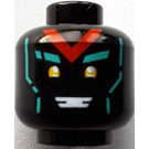 LEGO Black Unagami Head (Recessed Solid Stud) (3626)