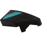 LEGO Black Wedge 1 x 2 Right with Oblique Dark Turquoise Stripe and Silver Line (Left) Sticker (29119)