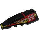 LEGO Black Wedge 2 x 6 Double Left with '99' and Flame (41748)