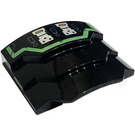 LEGO Black Wedge 3 x 4 with Stepped Sides with Sand Green Stripe and Silver Hinges Sticker (66955)