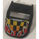 LEGO Black Wedge 3 x 4 x 0.7 Curved with Cutout with Flames  Sticker (50948)