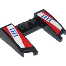 LEGO Black Wedge 3 x 4 x 0.7 with Cutout with 'IHI' on Red and White Stripes Sticker (11291)